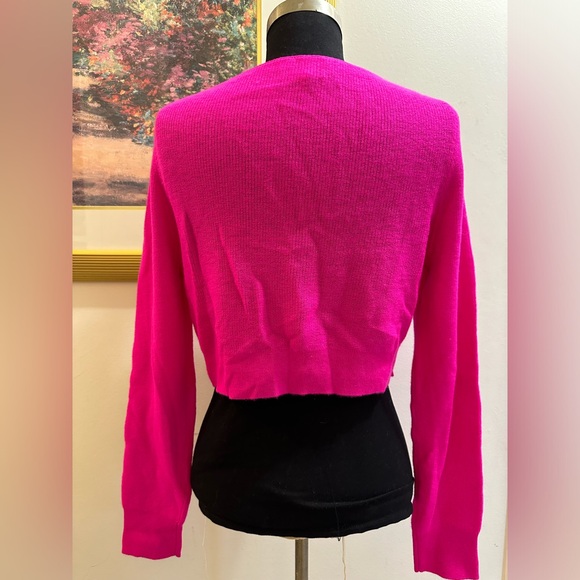 NWT J CREW CASHMERE Featherweight Shrunken Cardigan Sweater Neon Fushia Medium - Picture 8 of 8